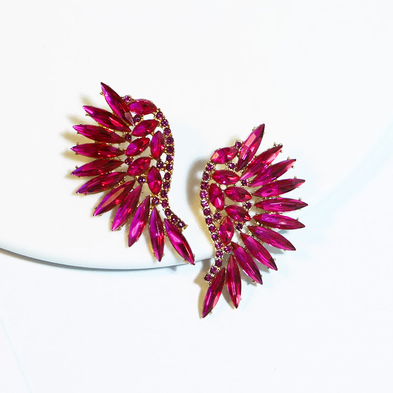 Wholesale Vintage Super Sparkling Diamond Wing Earrings